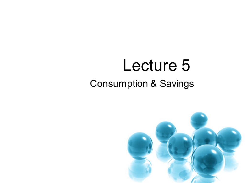 Lecture 5 Consumption & Savings